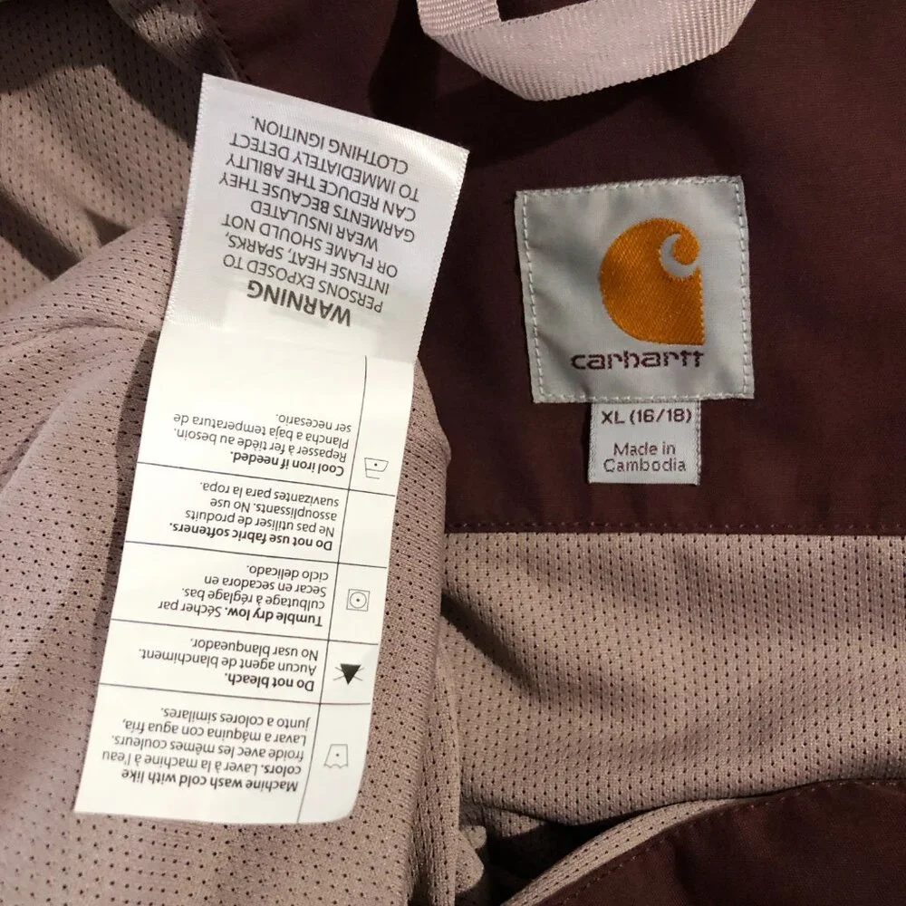 Carhartt Jacket Womens Size XL (16/18) Burgundy Shoreline Storm Defender Hooded - Picture 16 of 16